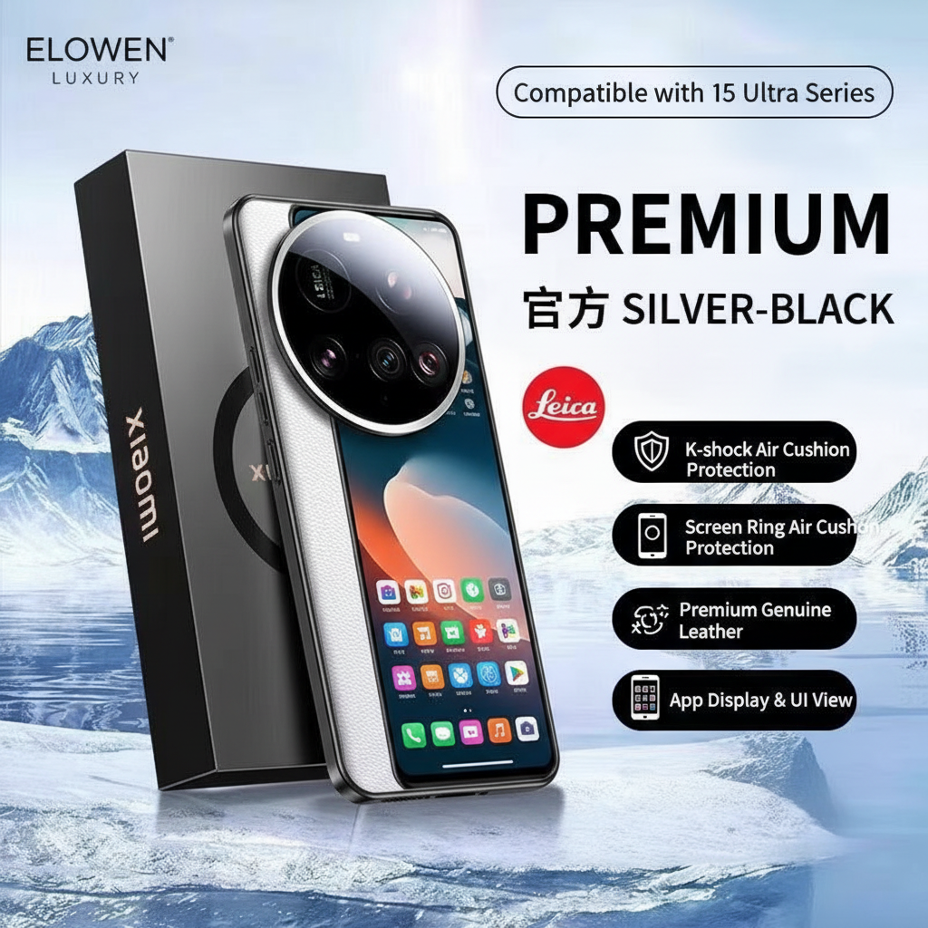 ELOWEN 15 Ultra Leather Case | Genuine Italian Leather | Anti-Drop Protection | Premium Luxury Tactile Experience Edition