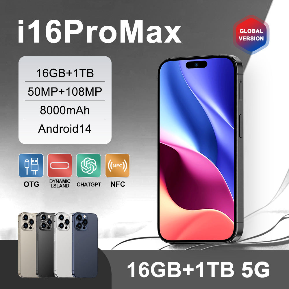 ELOWEN I16 Pro Max Cross-Border | Incell Zhongkong Smart Island Display | 16GB+1TB Global Config | Foreign Trade Powerhouse | Premium Luxury Edition
