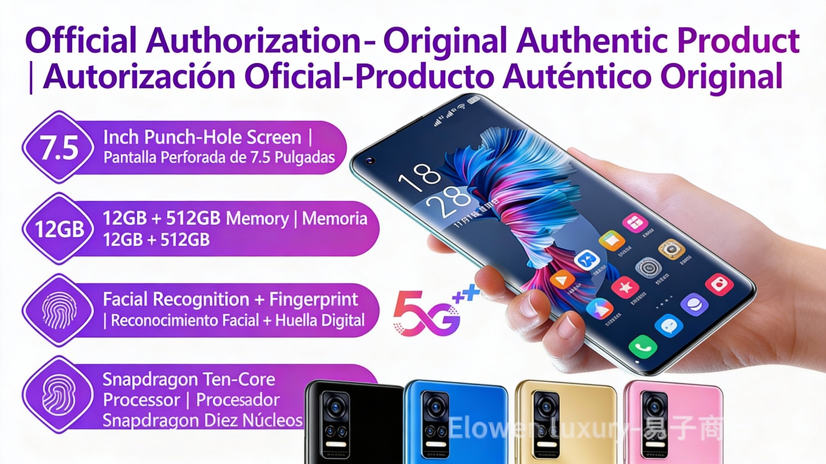 ELOWEN Curve Elite 5G | Pantalla Cascada | Oficial Flagship | Sonido Dolby | Garantía VIP