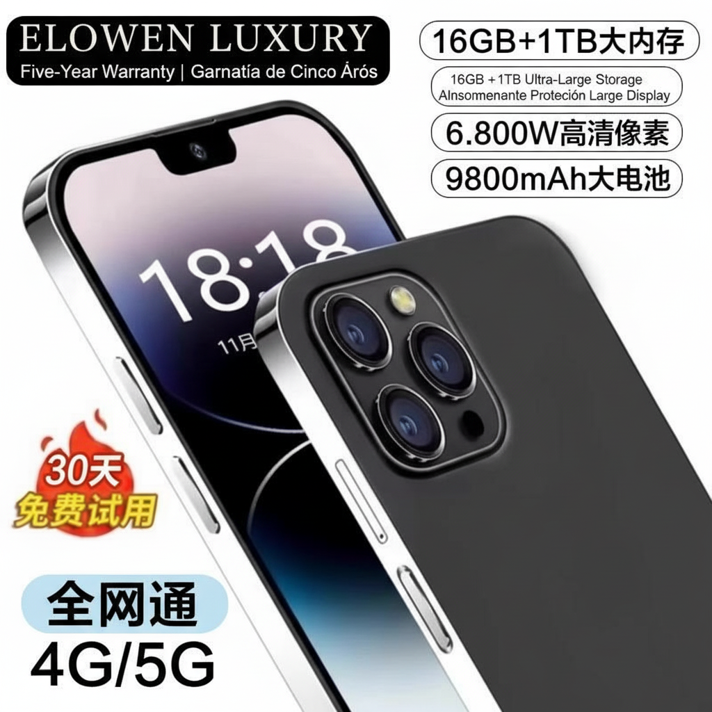 ELOWEN i16 Pro High Config | 6.8" Smart Display | Dual SIM 5G Network | Premium Luxury High Performance Edition