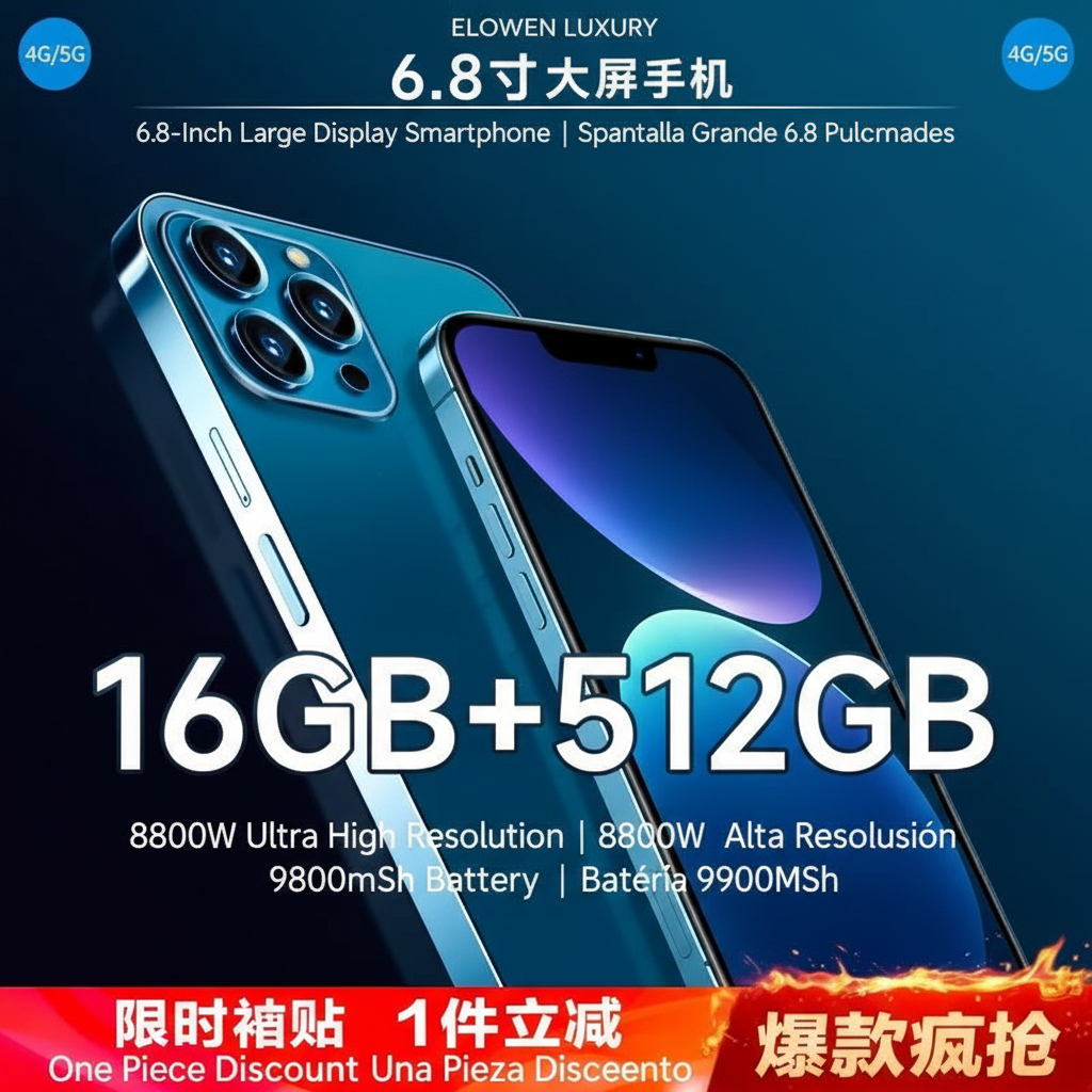 ELOWEN i16 Pro High Config | 6.8" Smart Display | Dual SIM 5G Network | Premium Luxury High Performance Edition